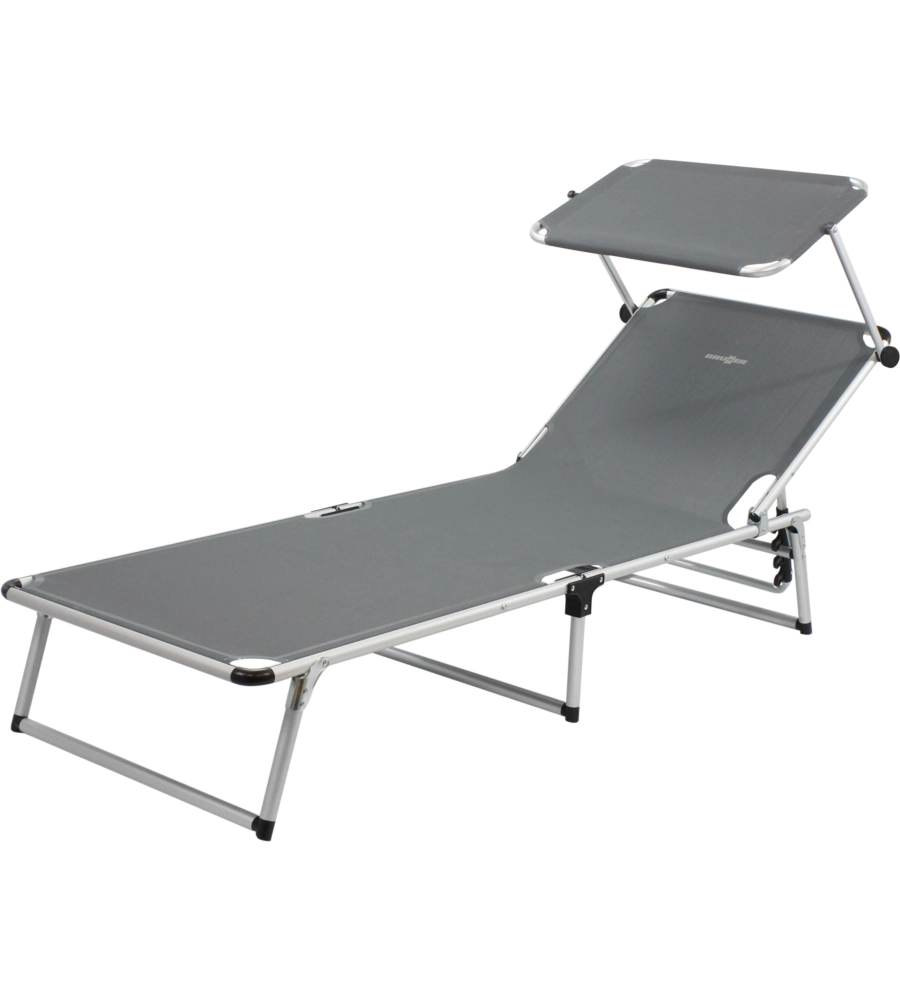 LETTINO PRENDISOLE RECLINABILE CON TETTUCCIO BRUNNER "MALIBU" IN ALLUMINIO E SYNTEX PLUS GRIGIO 189X61X26 CM