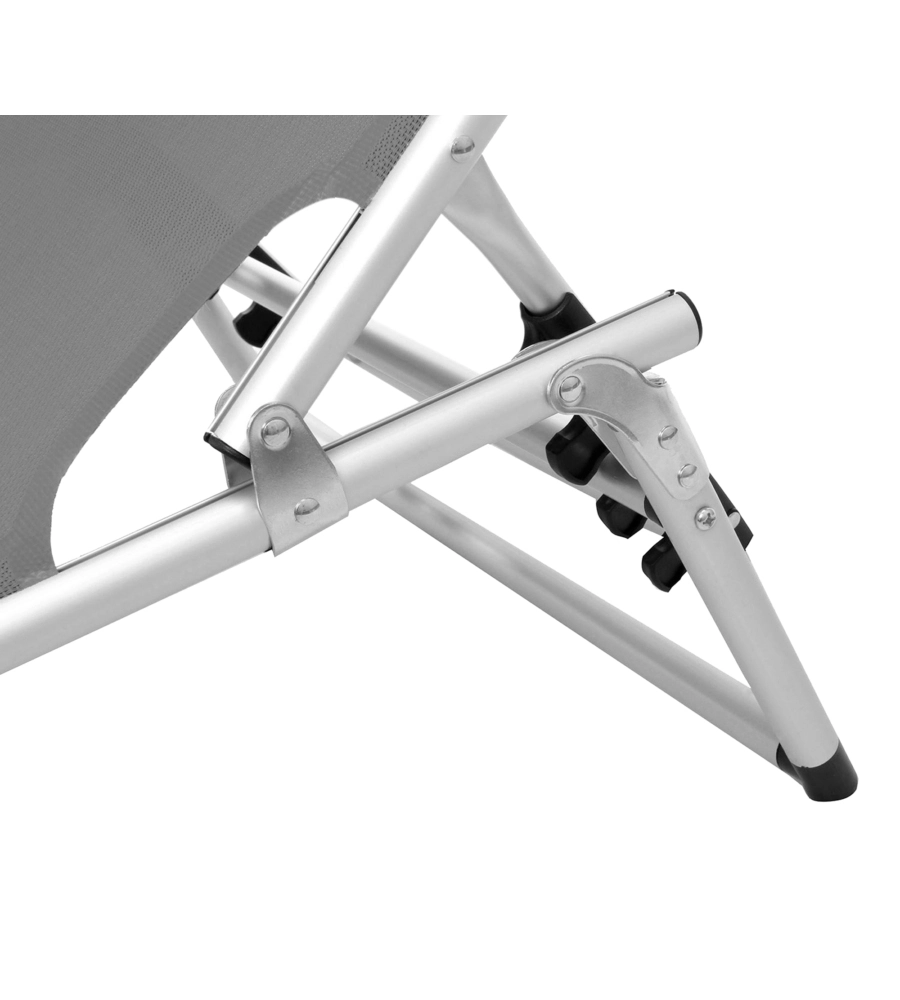 LETTINO PRENDISOLE RECLINABILE CON TETTUCCIO BRUNNER "MALIBU" IN ALLUMINIO E SYNTEX PLUS GRIGIO 189X61X26 CM