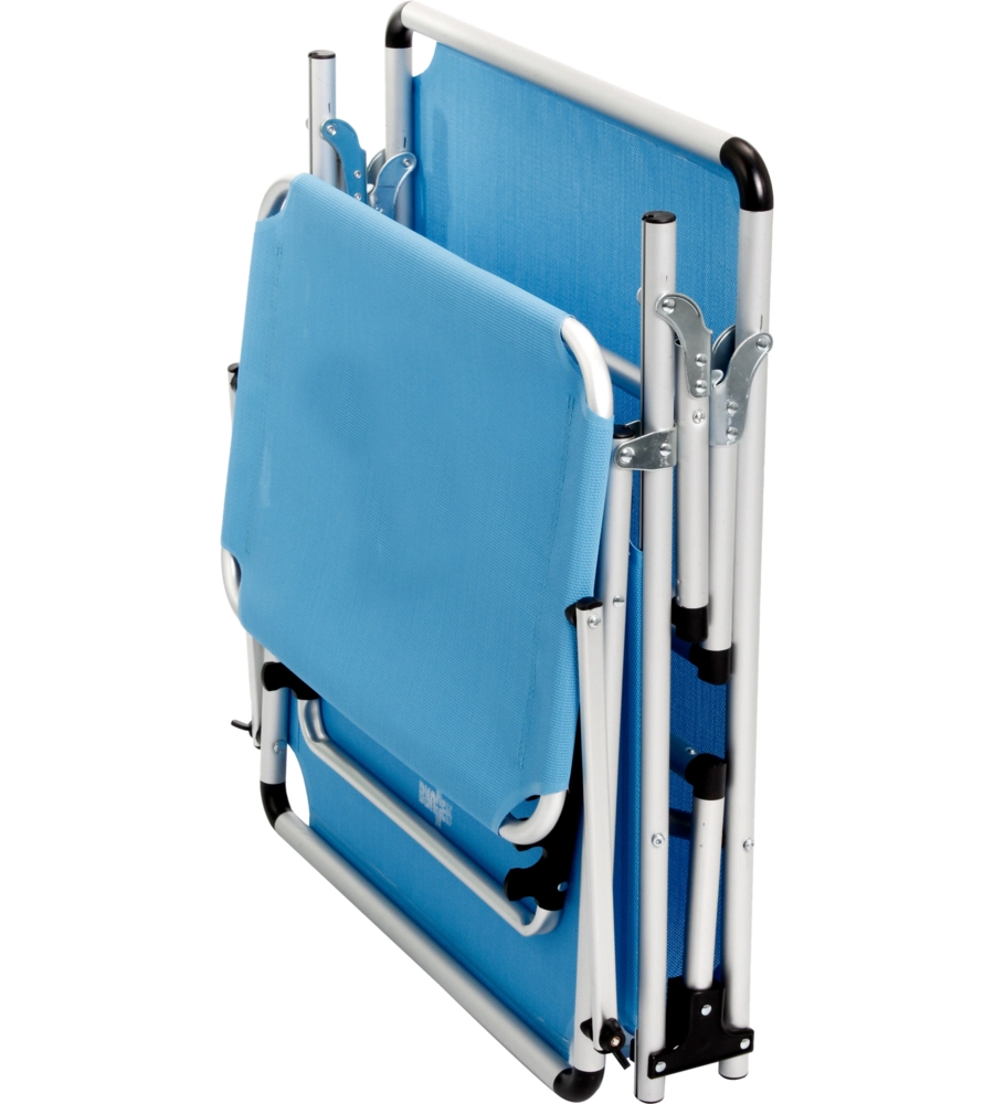 LETTINO PRENDISOLE RECLINABILE CON TETTUCCIO BRUNNER "MALIBU" IN ALLUMINIO E SYNTEX PLUS BLU 189X61X26 CM