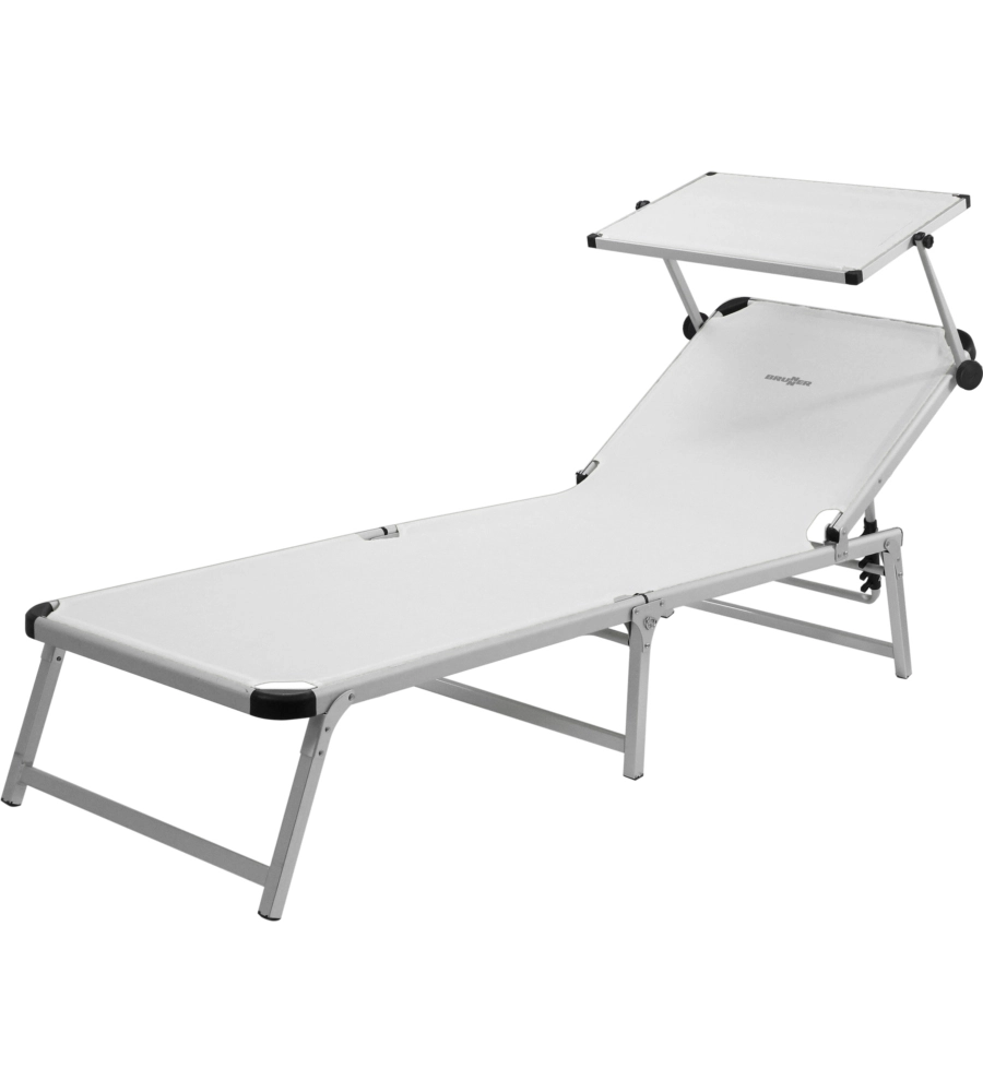 LETTINO PRENDISOLE RECLINABILE CON TETTUCCIO BRUNNER "MARBELLA" IN ALLUMINIO E SYNTEX PLUS BIANCO 192X67X30 CM