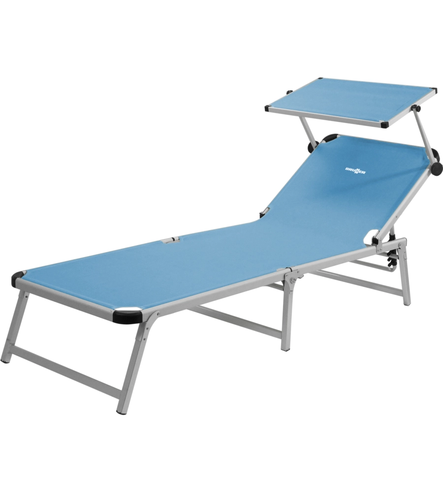 LETTINO PRENDISOLE RECLINABILE CON TETTUCCIO BRUNNER "MARBELLA" IN ALLUMINIO E SYNTEX PLUS AZZURRO 192X67X30 CM