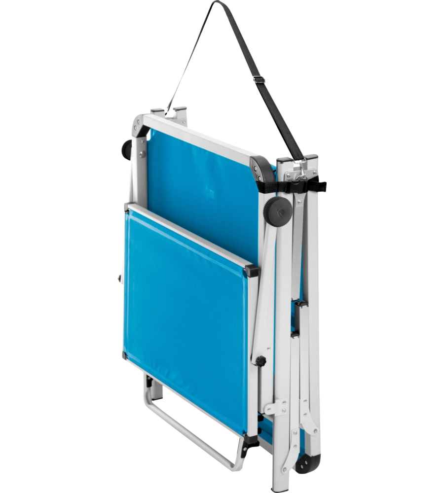 LETTINO PRENDISOLE RECLINABILE CON TETTUCCIO BRUNNER "MARBELLA" IN ALLUMINIO E SYNTEX PLUS AZZURRO 192X67X30 CM