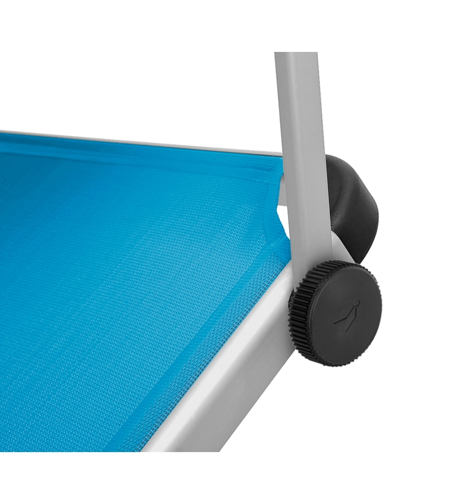 LETTINO PRENDISOLE RECLINABILE CON TETTUCCIO BRUNNER "MARBELLA" IN ALLUMINIO E SYNTEX PLUS AZZURRO 192X67X30 CM