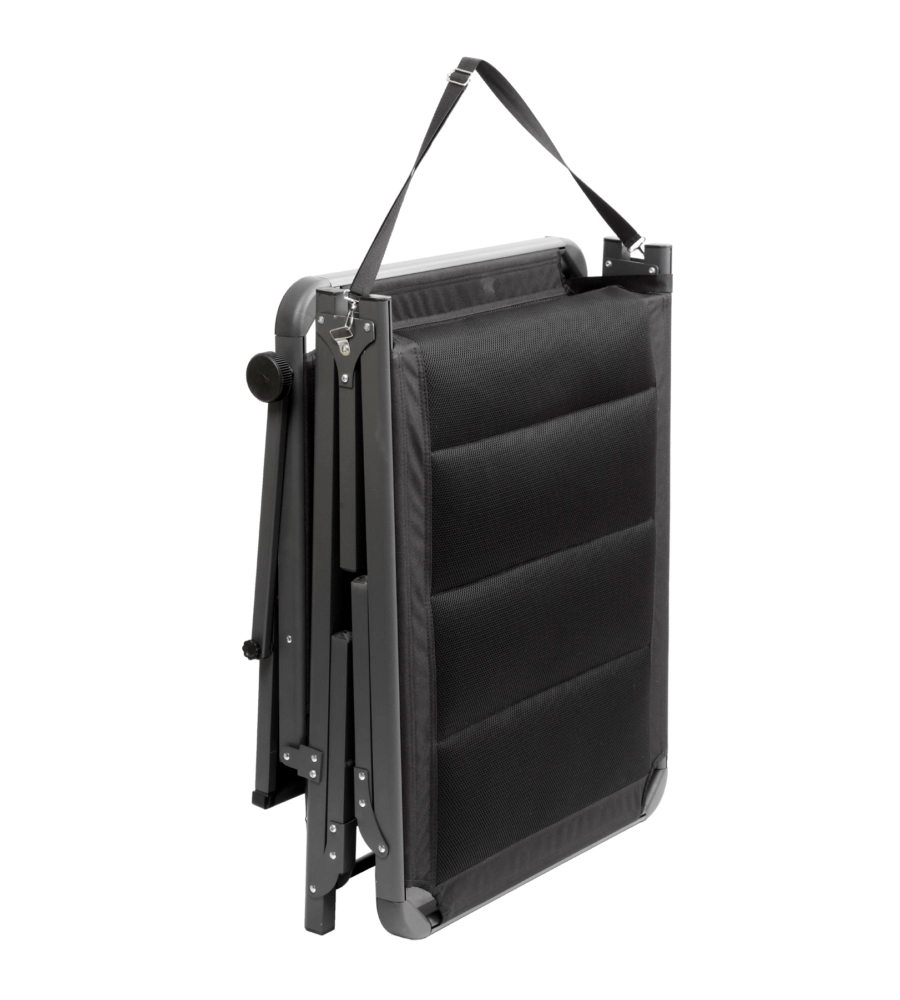 LETTINO PRENSISOLE RECLINABILE CON TETTUCCIO BRUNNER "ARAVELHIGH DUNA 3D" IN ALLUMINIO E POLIESTERE NERO 198X64X48/103 CM