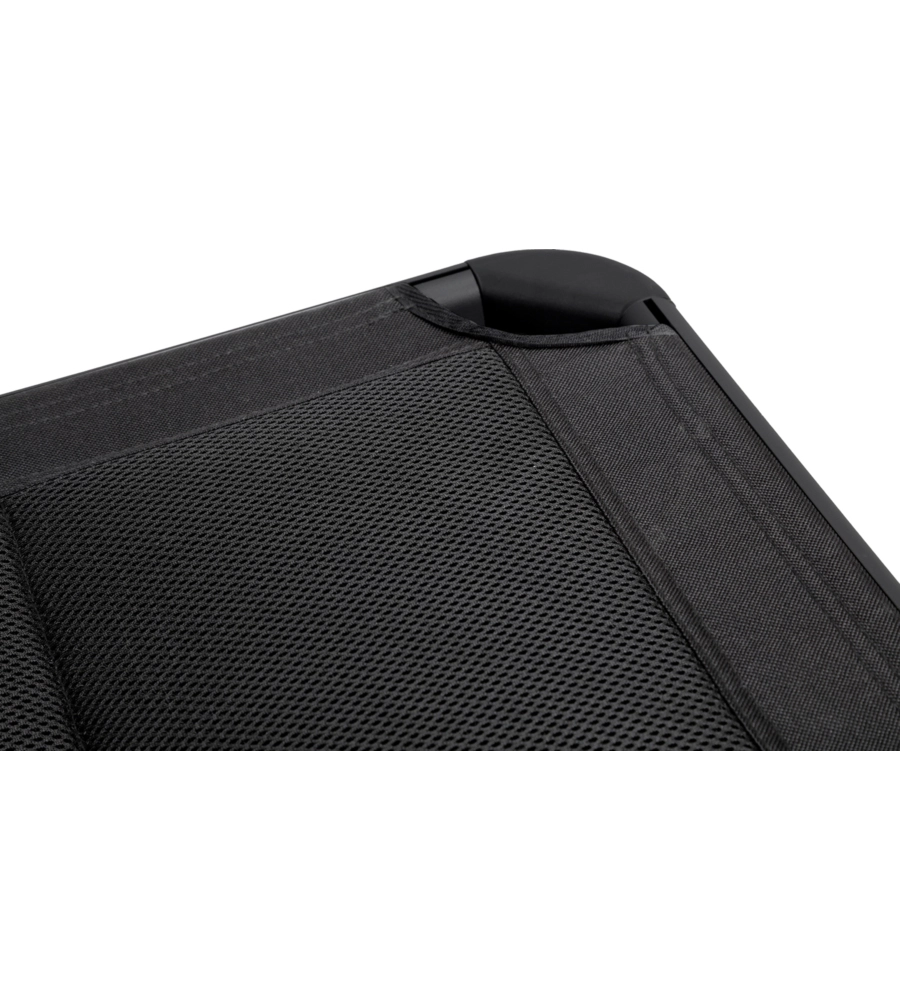 LETTINO PRENSISOLE RECLINABILE CON TETTUCCIO BRUNNER "ARAVELHIGH DUNA 3D" IN ALLUMINIO E POLIESTERE NERO 198X64X48/103 CM