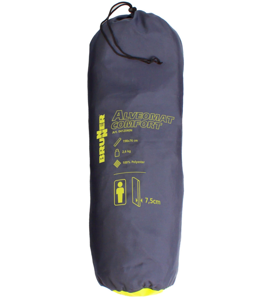 TERMOMATERASSO SINGOLO AUTOGONFIANTE DA CAMPEGGIO BRUNNER "ALVEOMATS 7 COMFORT" BLU 198X76X7 CM