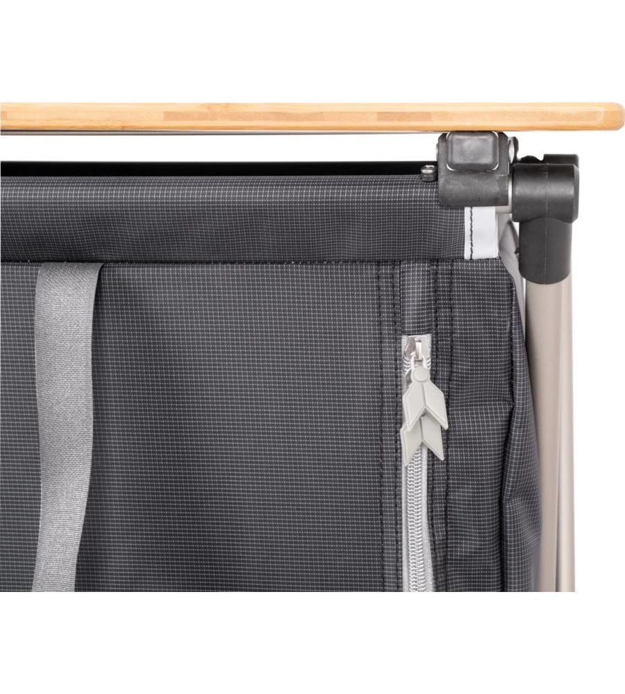 CUCINA DA CAMPEGGIO PIEGHEVOLE BRUNNER "RAZOR ULTRALIGHT CT" IN ALLUMINIO E POLIESTERE NERO 2 SCOMPARTI 80X46X82 CM