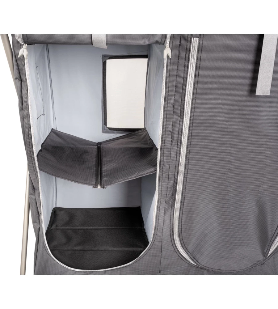 CUCINA DA CAMPEGGIO PIEGHEVOLE BRUNNER "RAZOR ULTRALIGHT CT" IN ALLUMINIO E POLIESTERE NERO 2 SCOMPARTI 80X46X82 CM