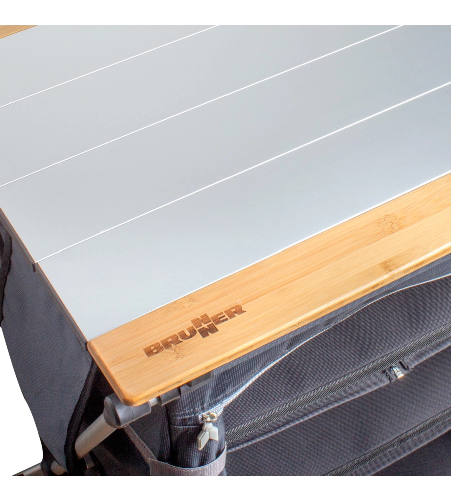 CUCINA DA CAMPEGGIO PIEGHEVOLE BRUNNER "RAZOR ULTRALIGHT CT" IN ALLUMINIO E POLIESTERE NERO 2 SCOMPARTI 80X46X82 CM
