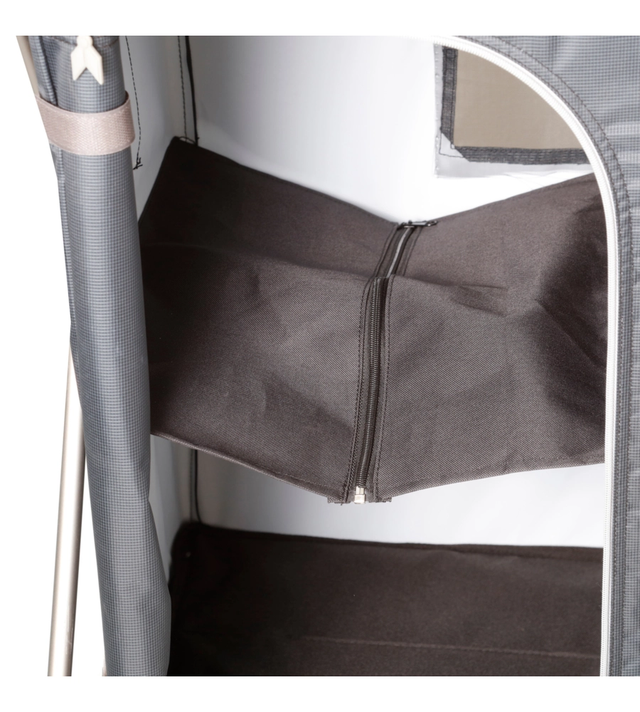 ARMADIO DA CAMPEGGIO PIEGHEVOLE BRUNNER "RAZOR ULTRALIGHT LS" IN ALLUMINIO E POLIESTERE NERO 4 RIPIANI 60X46X82 CM