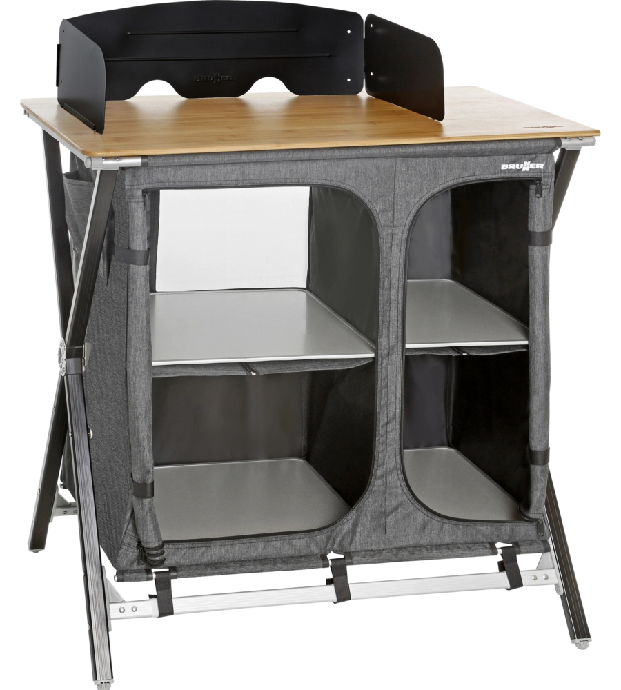 CUCINA DA CAMPEGGIO PIEGHEVOLE BRUNNER "MERCURY CROSS COOKER HWT SQ" IN ALLUMINIO E POLIESTERE GRIGIO 2 SCOMPARTI 92X49X90 CM