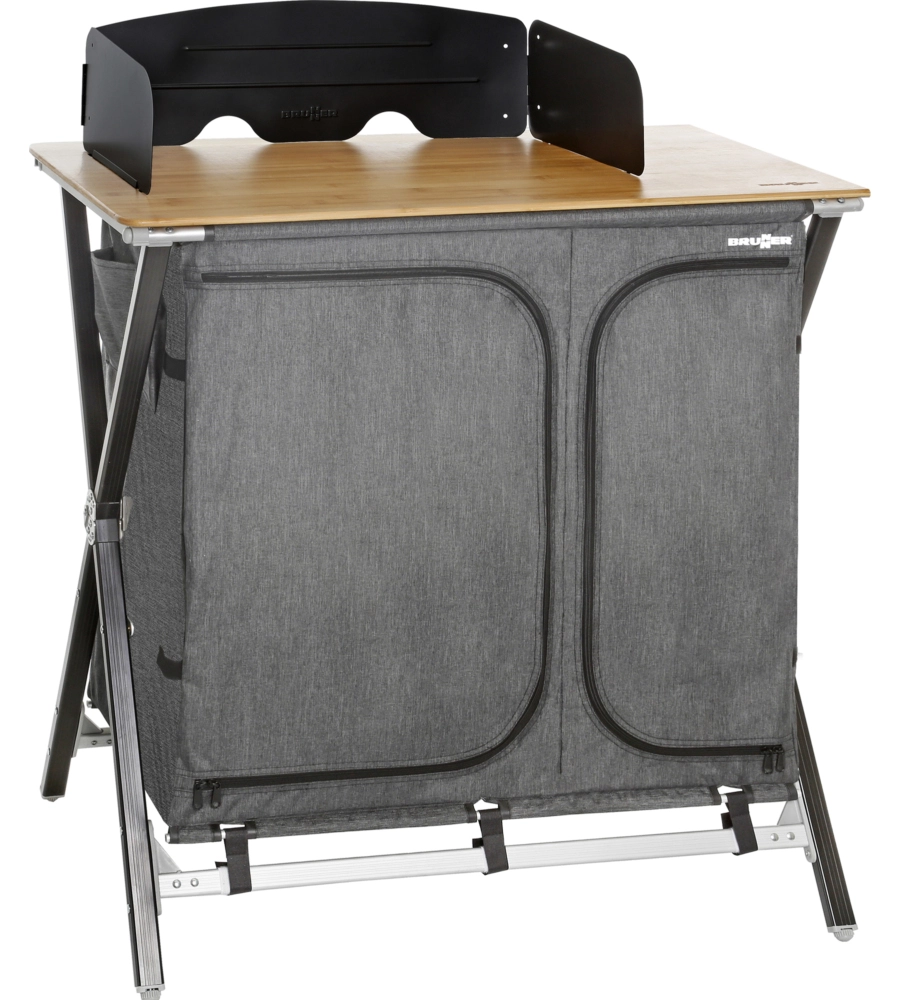 CUCINA DA CAMPEGGIO PIEGHEVOLE BRUNNER "MERCURY CROSS COOKER HWT SQ" IN ALLUMINIO E POLIESTERE GRIGIO 2 SCOMPARTI 92X49X90 CM