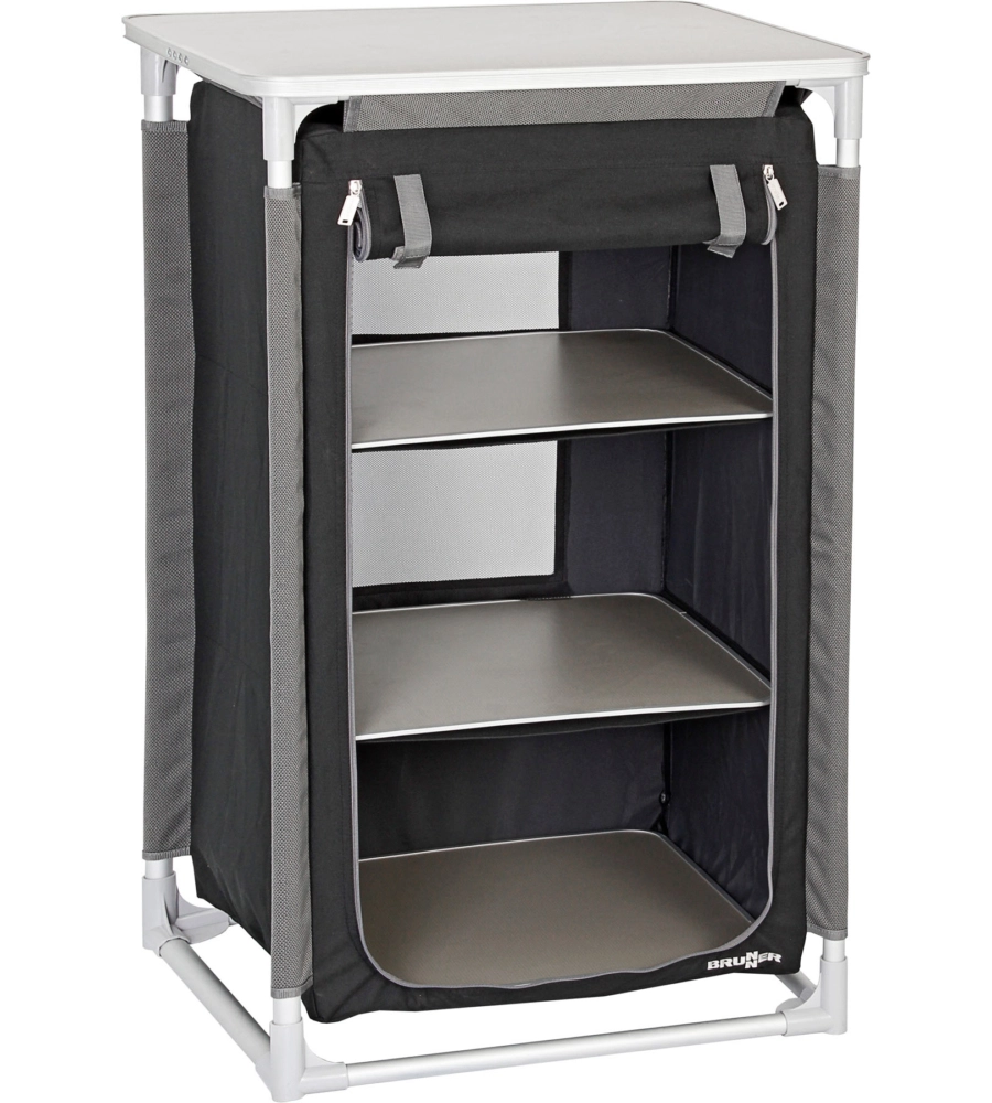 ARMADIO DA CAMPEGGIO PIEGHEVOLE BRUNNER "AZABACHE LS" IN ALLUMINIO E POLIESTERE NERO 3 RIPIANI 59X48X104 CM
