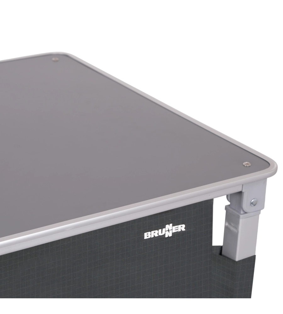 CUCINA DA CAMPEGGIO PIEGHEVOLE BRUNNER "AZABACHE DAILY CT" IN ALLUMINIO E POLIESTERE GRIGIO 2 SCOMPARTI 102X50,5X84 CM