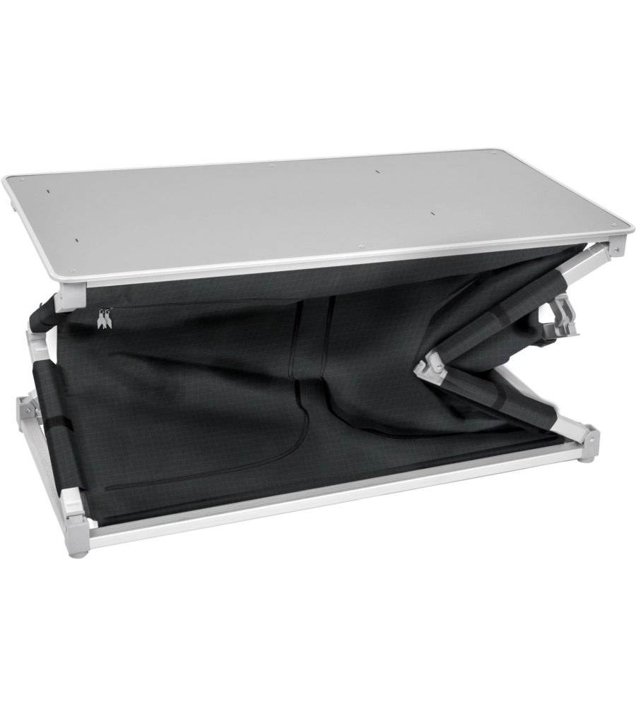 CUCINA DA CAMPEGGIO PIEGHEVOLE BRUNNER "AZABACHE DAILY CT" IN ALLUMINIO E POLIESTERE GRIGIO 2 SCOMPARTI 102X50,5X84 CM