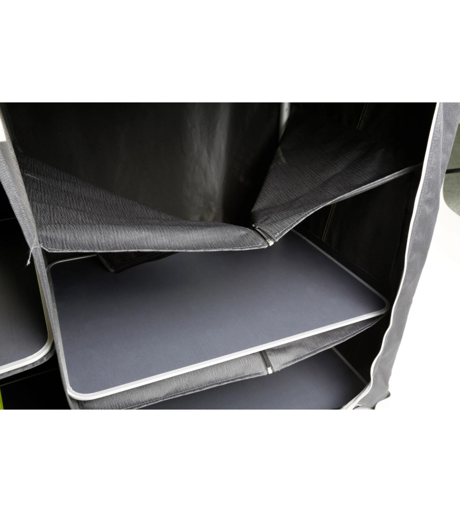 CUCINA DA CAMPEGGIO PIEGHEVOLE BRUNNER "AZABACHE CT CROSS SQUARE" IN ALLUMINIO E POLIESTERE NERO 2 SCOMPARTI 99X51X90/115 CM