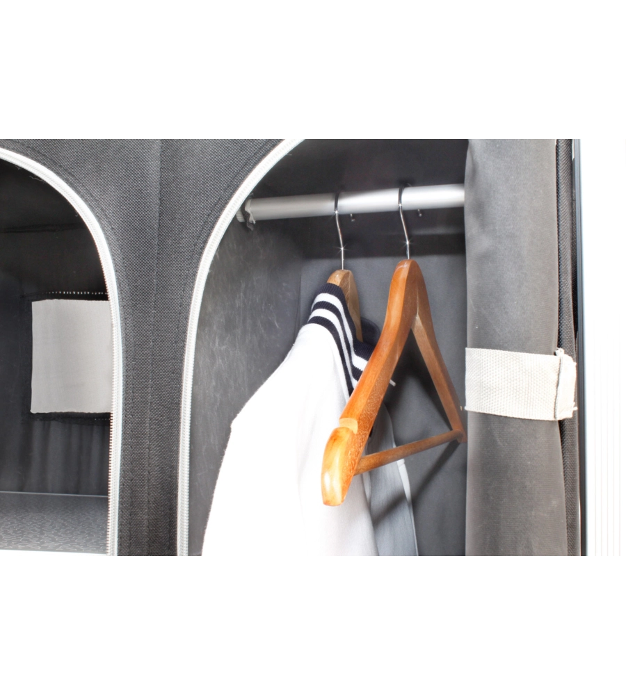 ARMADIO DA CAMPEGGIO PIEGHEVOLE BRUNNER "AZABACHE HSC CROSS S" IN ALLUMINIO E POLIESTERE NERO 6 RIPIANI 70X59X125 CM