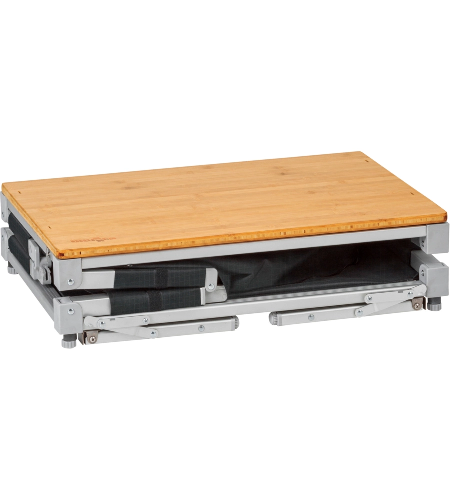 CUCINA DA CAMPEGGIO PIEGHEVOLE BRUNNER "AZABACHE CUBE" IN ALLUMINIO E POLIESETERE GRIGIO 1 SCOMPARTO 65X45X58/81 CM