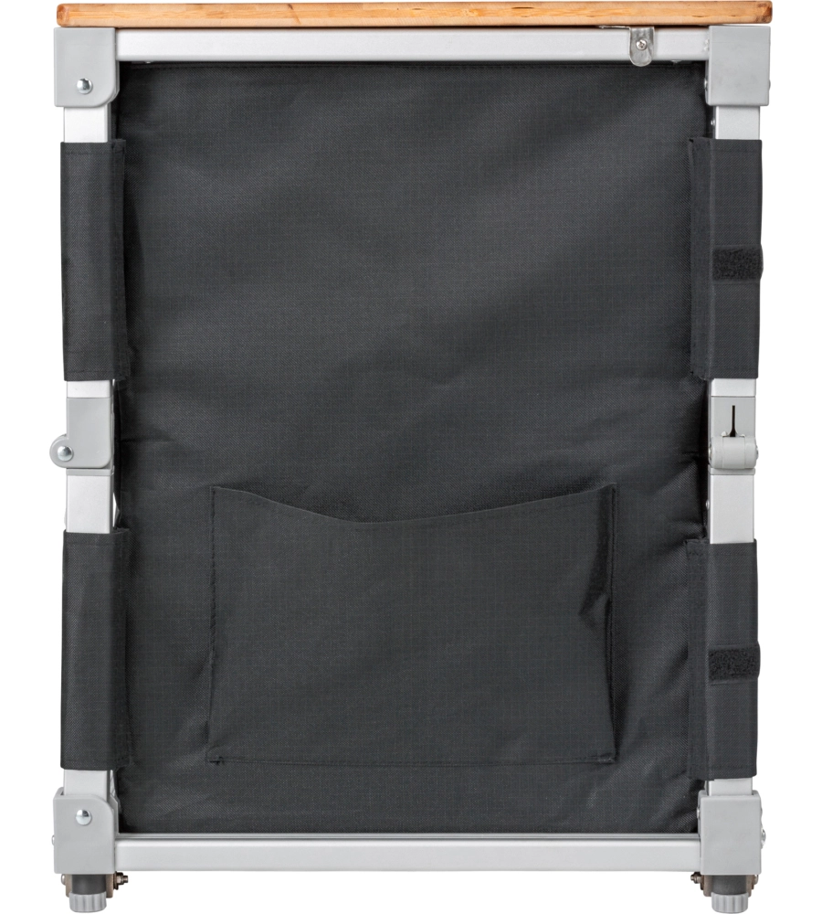CUCINA DA CAMPEGGIO PIEGHEVOLE BRUNNER "AZABACHE CUBE" IN ALLUMINIO E POLIESETERE GRIGIO 1 SCOMPARTO 65X45X58/81 CM