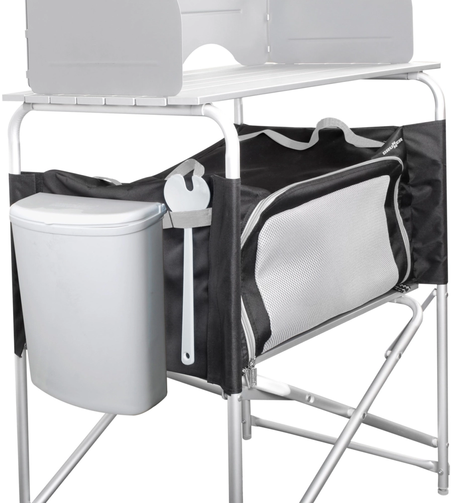 CUCINA DA CAMPEGGIO PIEGHEVOLE BRUNNER "SNACK BASIC" IN ALLUMINIO E POLIESTERE NERO 1 SCOMPARTO 62X46X90/109 CM