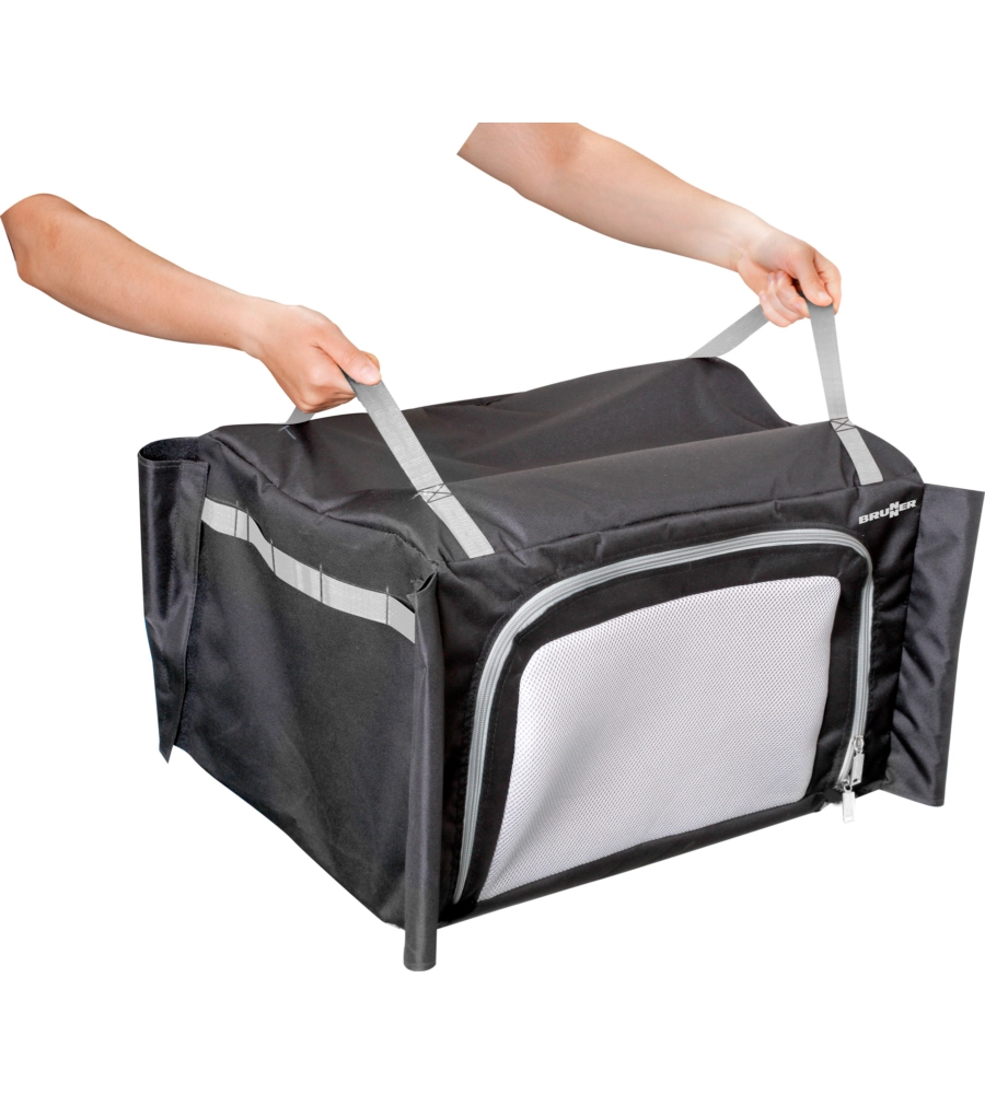 CUCINA DA CAMPEGGIO PIEGHEVOLE BRUNNER "SNACK BASIC" IN ALLUMINIO E POLIESTERE NERO 1 SCOMPARTO 62X46X90/109 CM
