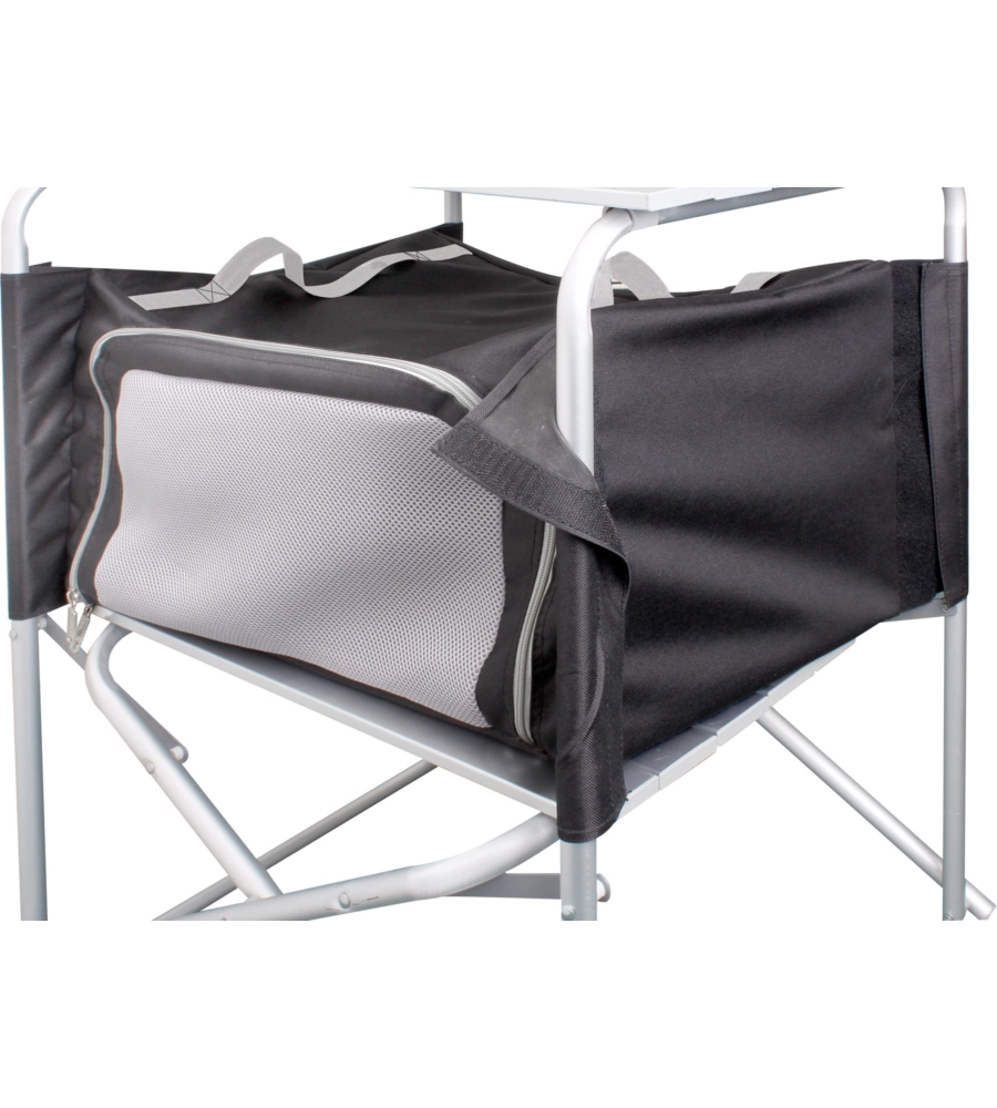 CUCINA DA CAMPEGGIO PIEGHEVOLE BRUNNER "SNACK BASIC" IN ALLUMINIO E POLIESTERE NERO 1 SCOMPARTO 62X46X90/109 CM