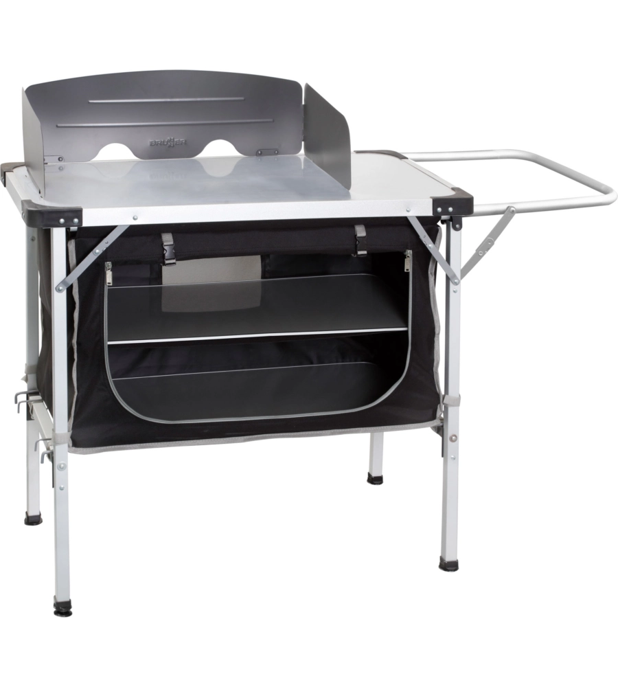 CUCINA DA CAMPEGGIO PIEGHEVOLE BRUNNER "CHUCK BOX NG" IN ALLUMINIO E POLIESTERE NERO 1 SCOMPARTO 90X50X82 CM