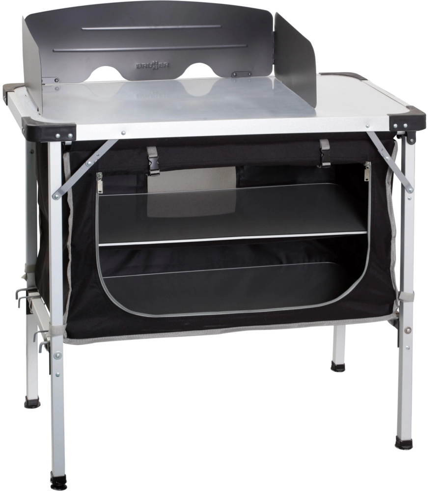 CUCINA DA CAMPEGGIO PIEGHEVOLE BRUNNER "CHUCK BOX NG" IN ALLUMINIO E POLIESTERE NERO 1 SCOMPARTO 90X50X82 CM