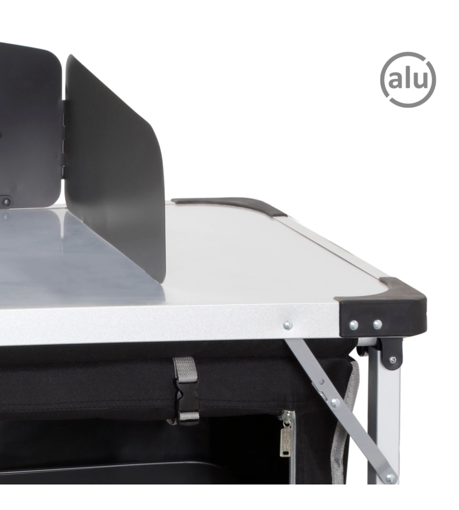 CUCINA DA CAMPEGGIO PIEGHEVOLE BRUNNER "CHUCK BOX NG" IN ALLUMINIO E POLIESTERE NERO 1 SCOMPARTO 90X50X82 CM