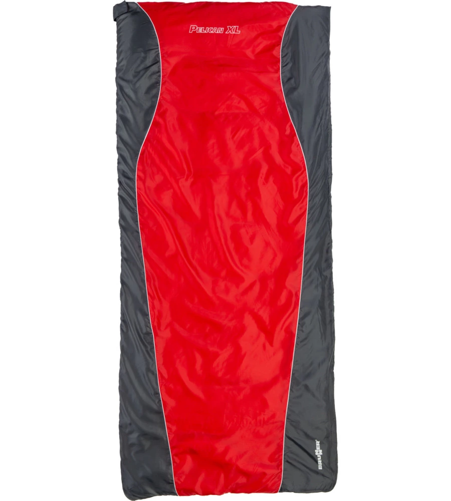 SACCO A PELO BRUNNER "PELIKAN XL" IN POLIESTERE GRIGIO E ROSSO CERNIERA A DESTRA 200X90 CM