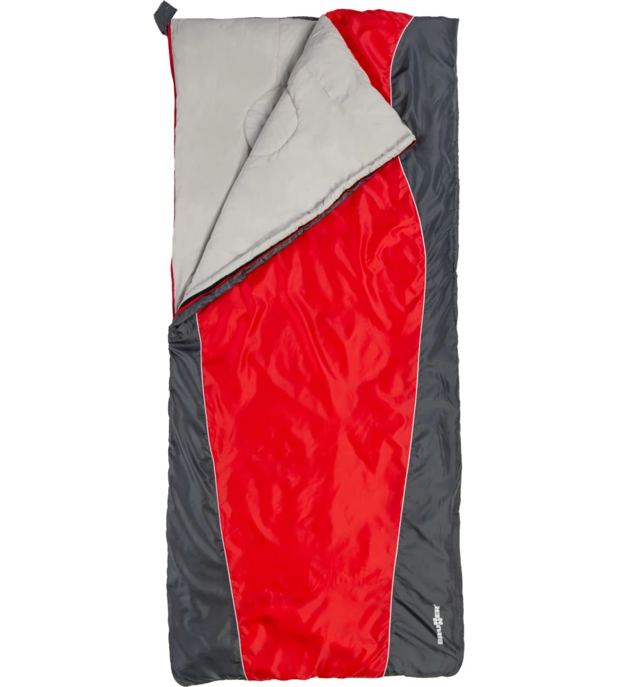 SACCO A PELO BRUNNER "PELIKAN XL" IN POLIESTERE GRIGIO E ROSSO CERNIERA A DESTRA 200X90 CM
