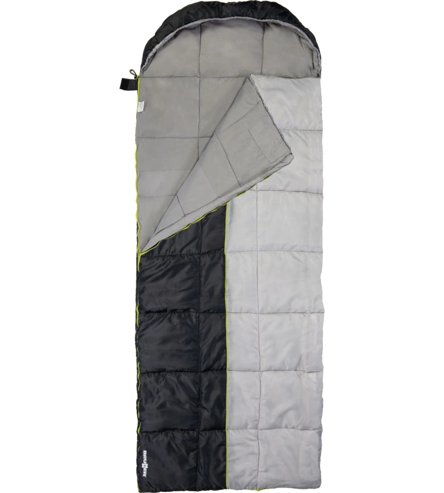 SACCO A PELO ULTRALIGHT CON CAPPUCCIO BRUNNER "ARGOS" IN FEATHERSOFT NERO E GRIGIO 235X90 CM