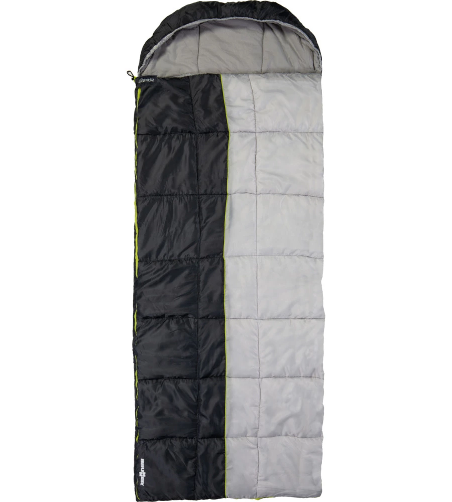 SACCO A PELO ULTRALIGHT CON CAPPUCCIO BRUNNER "ARGOS" IN FEATHERSOFT NERO E GRIGIO 235X90 CM