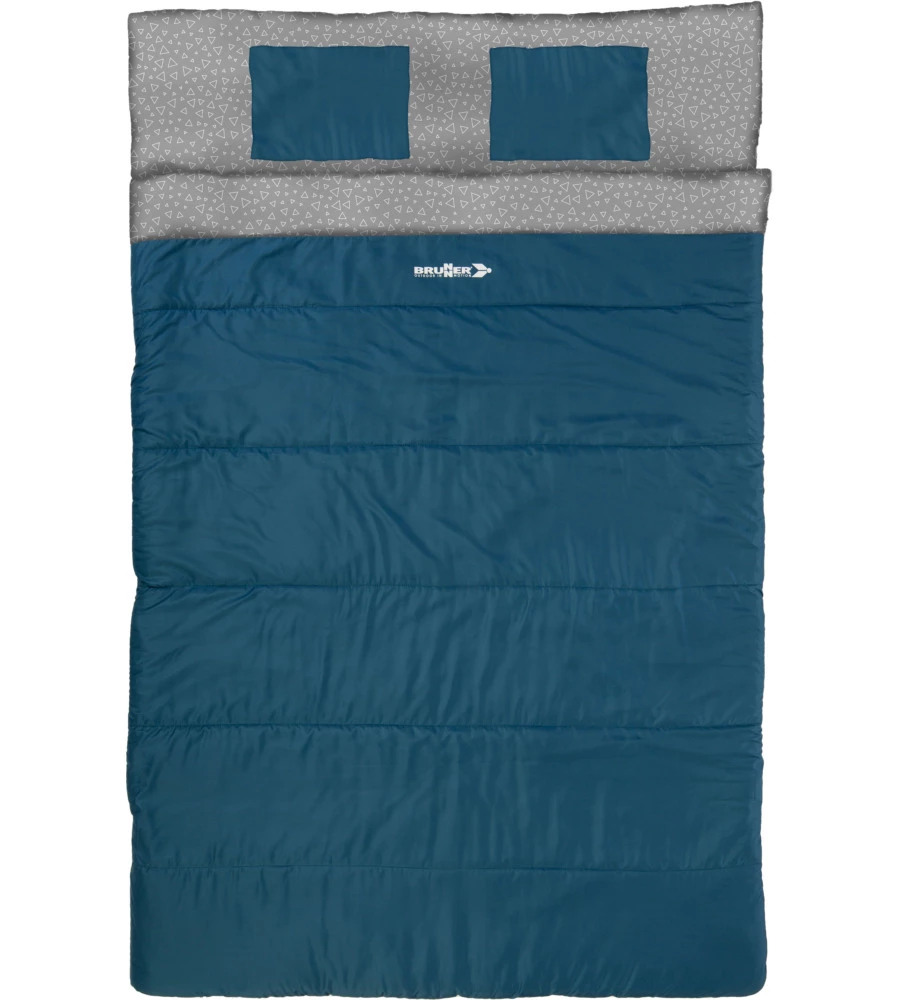 SACCO A PELO LIGHT DOPPIO CON CAPPUCCIO BRUNNER "STARFLYER DOUBLE" IN NYLON E COTONE BLU 220X145 CM