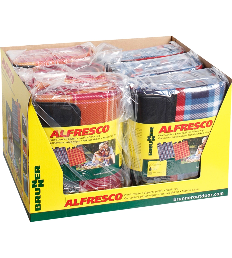 COPERTA PICNIC BRUNNER IMPERMEABILE "ALFRESCO" IN POLIESTERE FANTASIA 200X150 CM