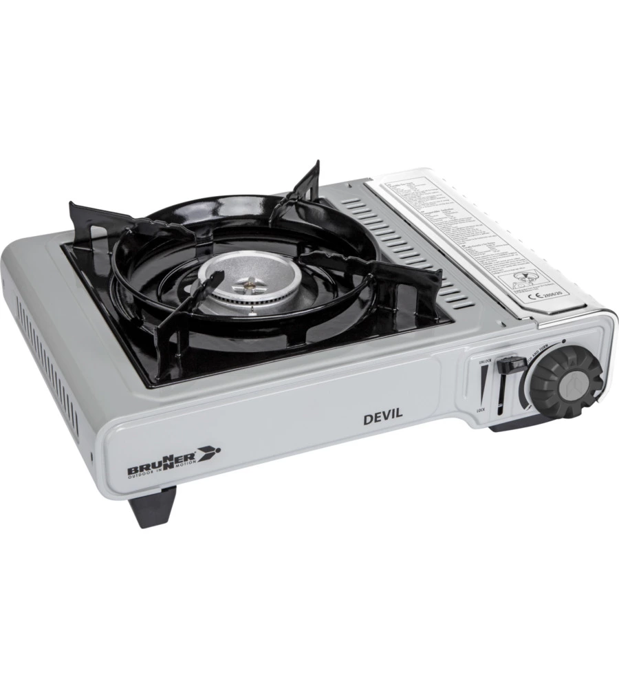FORNELLO DA CAMPEGGIO A GAS BRUNNER "DEVIL" IN ACCIAIO INOX 1 FUOCO 37,2X28,6X12,5 CM