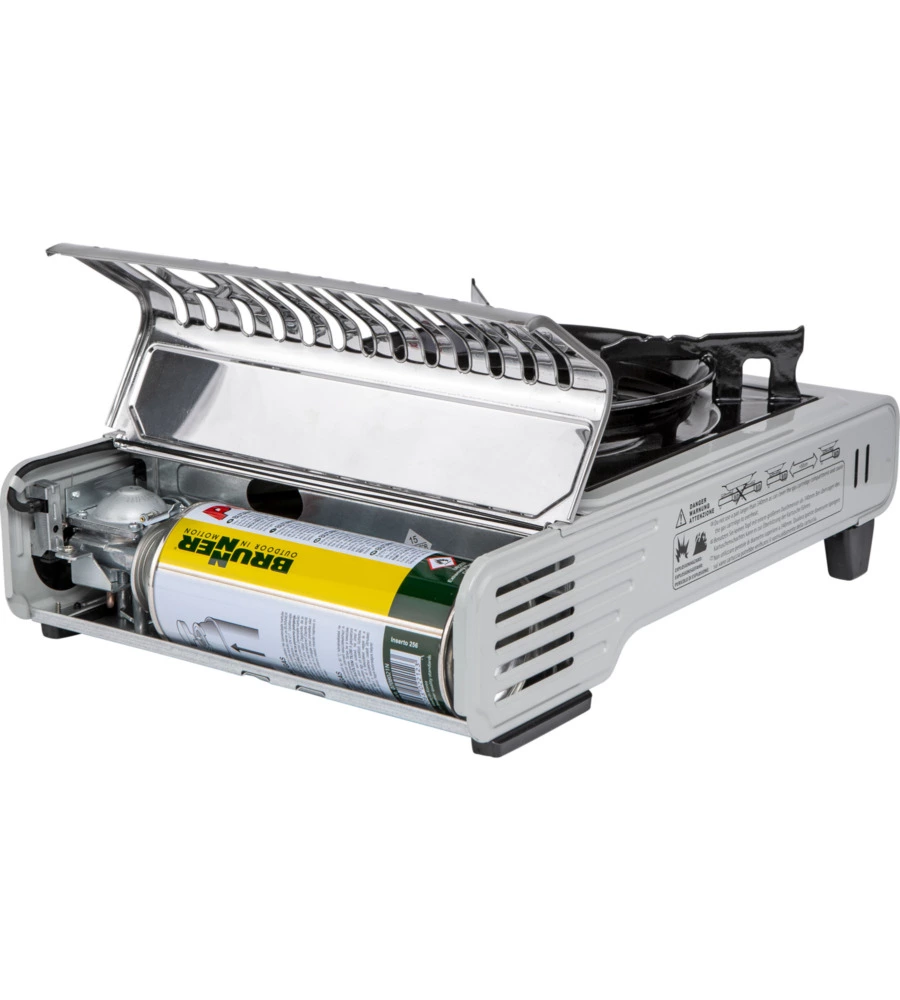 FORNELLO DA CAMPEGGIO A GAS BRUNNER "DEVIL" IN ACCIAIO INOX 1 FUOCO 37,2X28,6X12,5 CM