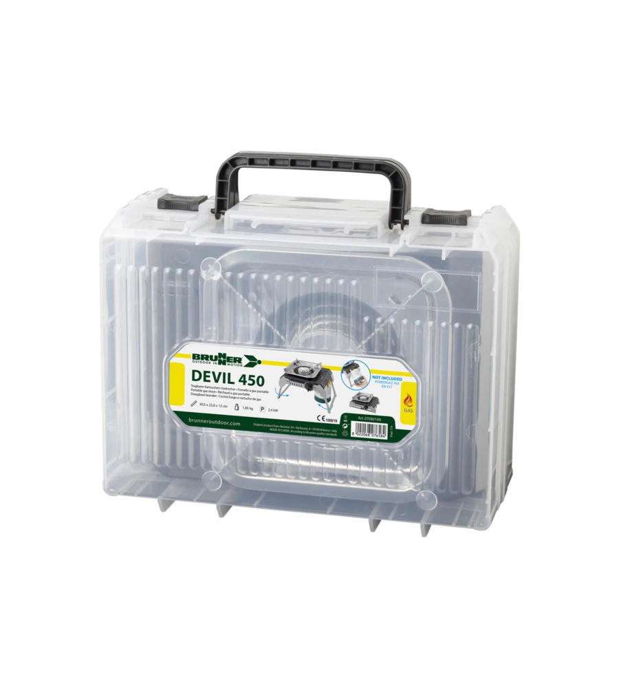 FORNELLO DA CAMPEGGIO A GAS BRUNNER "DEVIL 450" IN METALLO 1 FUOCO 35,5X22,6X23 CM