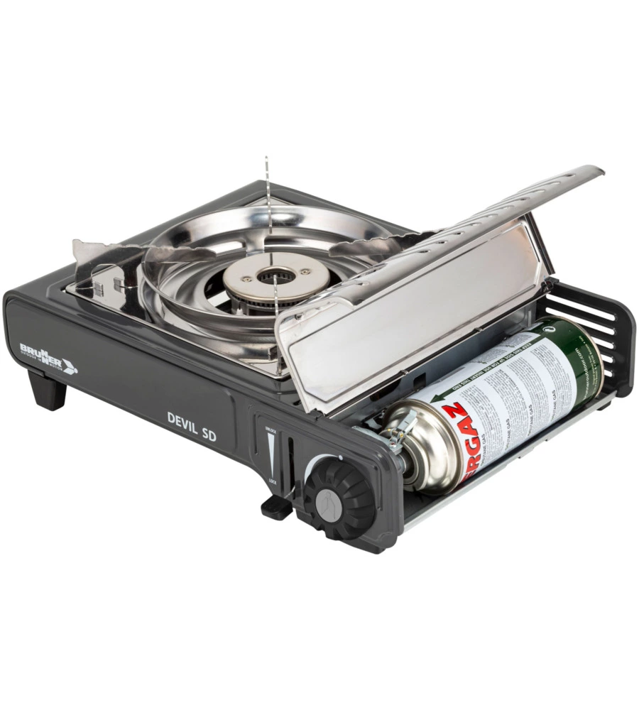 FORNELLO DA CAMPEGGIO A GAS BRUNNER "DEVIL SD NG" IN ACCIAIO INOX 1 FUOCO 37,2X28,6X12,5 CM