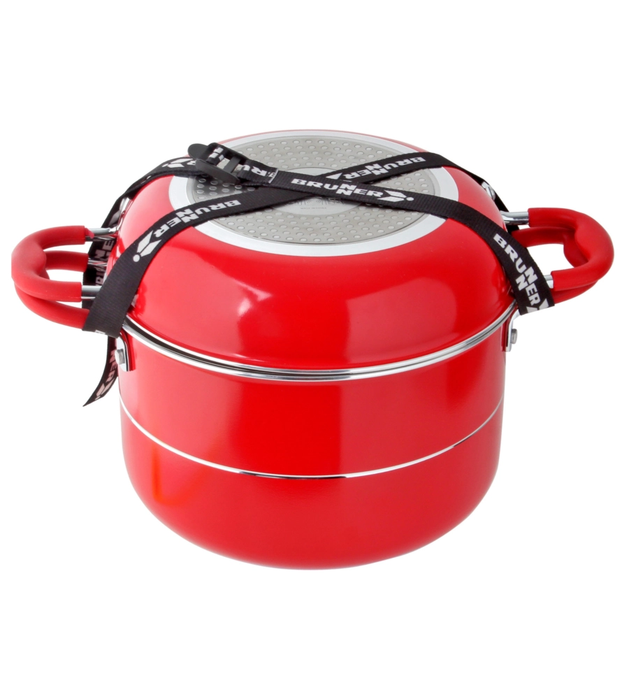 SET PENTOLE DA CAMPEGGIO BRUNNER "COSMIC 8+2" IN ALLUMINIO ANTIADERENTE