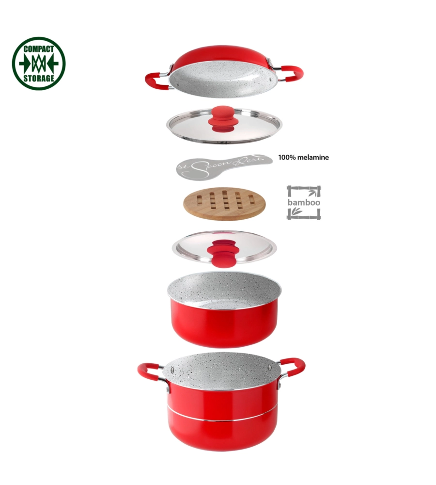 SET PENTOLE DA CAMPEGGIO BRUNNER "COSMIC 8+2" IN ALLUMINIO ANTIADERENTE
