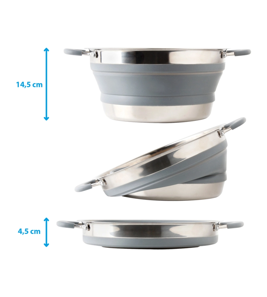 SET PENTOLE DA CAMPEGGIO COLLASSABILI BRUNNER "VOLCANO PASTA AL VOLO" IN PLASTICA E ACCIAIO INOX