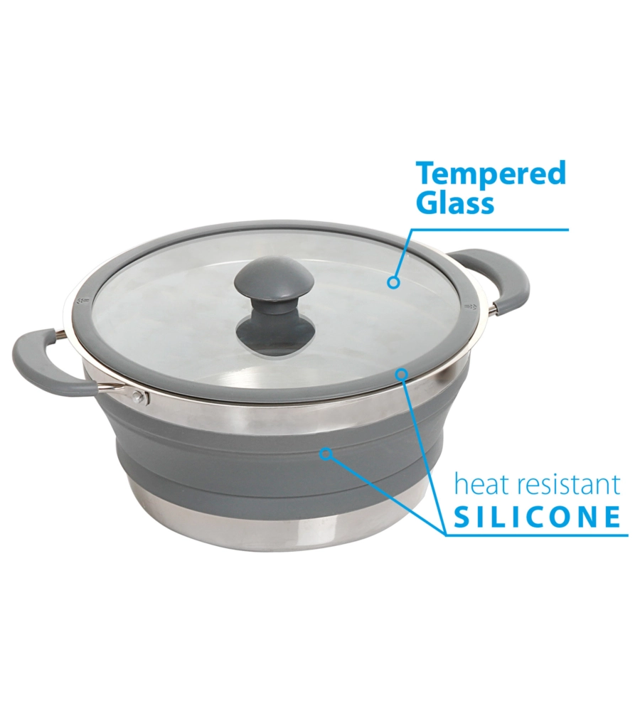 SET PENTOLE DA CAMPEGGIO COLLASSABILI BRUNNER "VOLCANO PASTA AL VOLO" IN PLASTICA E ACCIAIO INOX