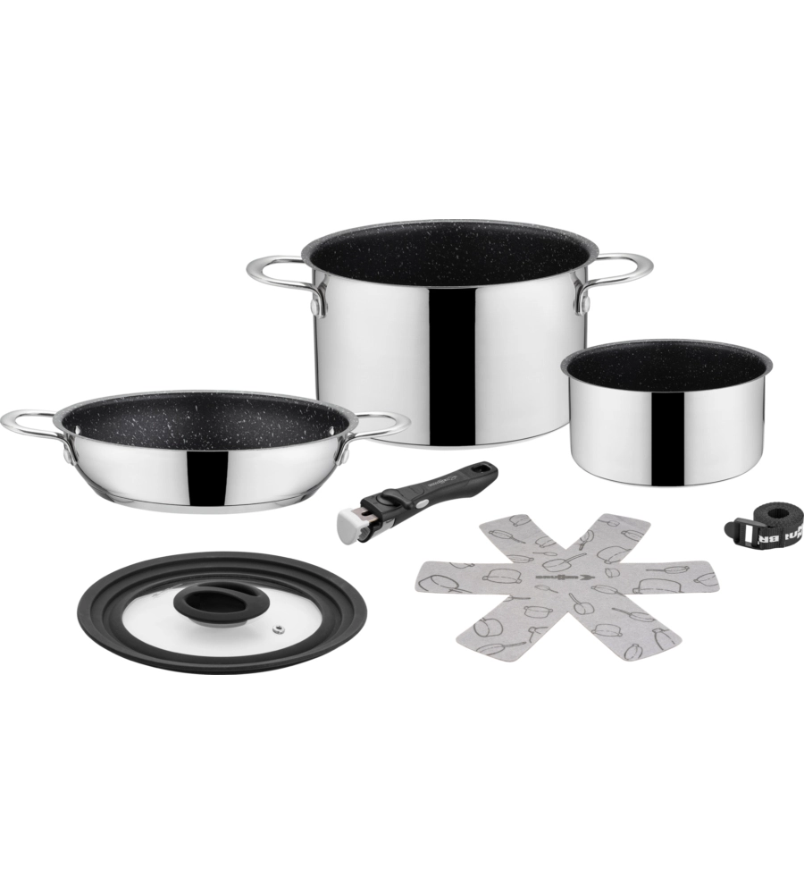 SET PENTOLE DA CAMPEGGIO BRUNNER "ACADEMY NG 5+1 Ø 20" IN ACCIAIO INOX ANTIADERENTE