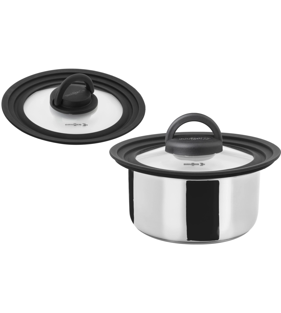 SET PENTOLE DA CAMPEGGIO BRUNNER "ACADEMY NG 7+1 Ø 20" IN ACCIAIO INOX ANTIADERENTE