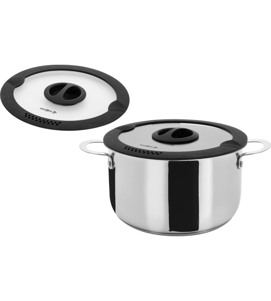 SET PENTOLE DA CAMPEGGIO BRUNNER "ACADEMY HIGH NG 7+1 Ø 22" IN ACCIAIO INOX ANTIADERENTE
