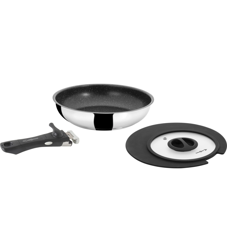 PADELLA DA CAMPEGGIO BRUNNER "ACADEMY PAN Ø 22" CON COPERCHIO E MANICO STACCABILE