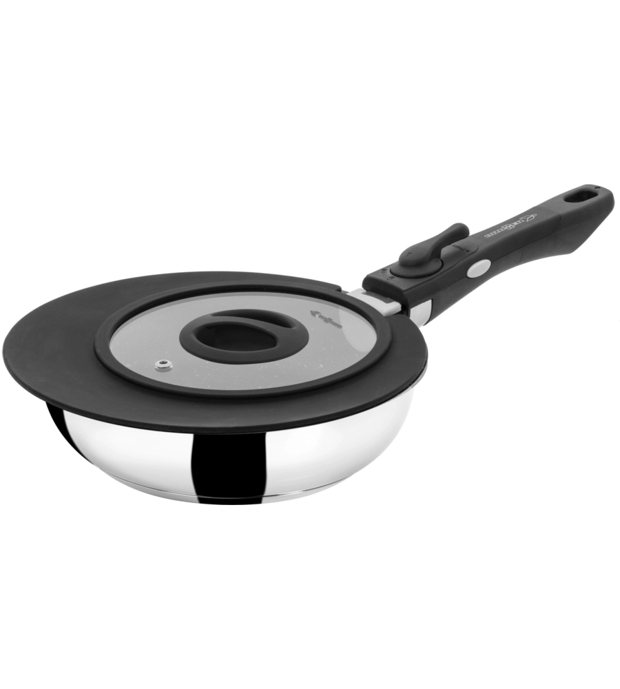 SET 2 PADELLE DA CAMPEGGIO BRUNNER "ACADEMY DOUBLE PAN Ø 22/20" CON COPERCHIO E MANICO STACCABILE