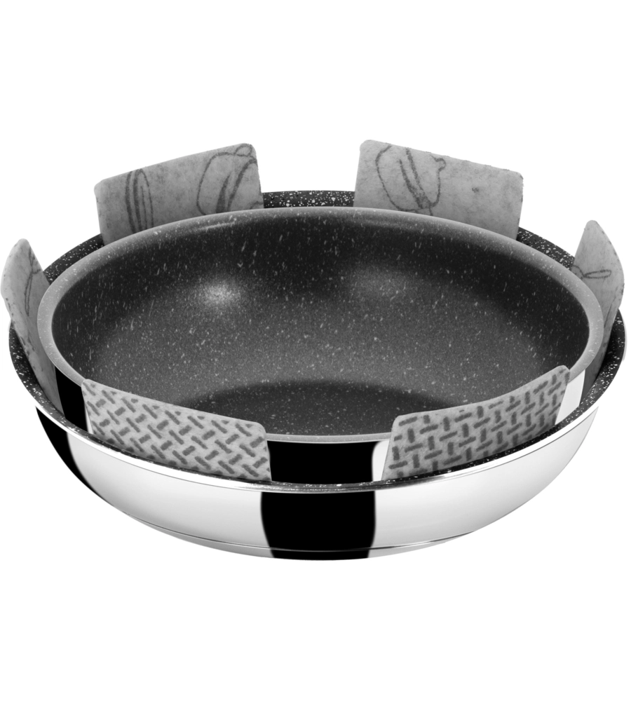 SET 2 PADELLE DA CAMPEGGIO BRUNNER "ACADEMY DOUBLE PAN Ø 22/20" CON COPERCHIO E MANICO STACCABILE