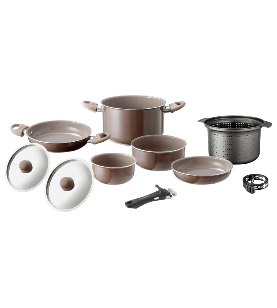 SET PENTOLE DA CAMPEGGIO BRUNNER "CHOCOLATE 9+1 Ø 22" IN ALLUMINIO ANTIADERENTE